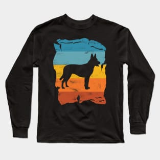 Dutch Shepherd Distressed Vintage Retro Silhouette Long Sleeve T-Shirt